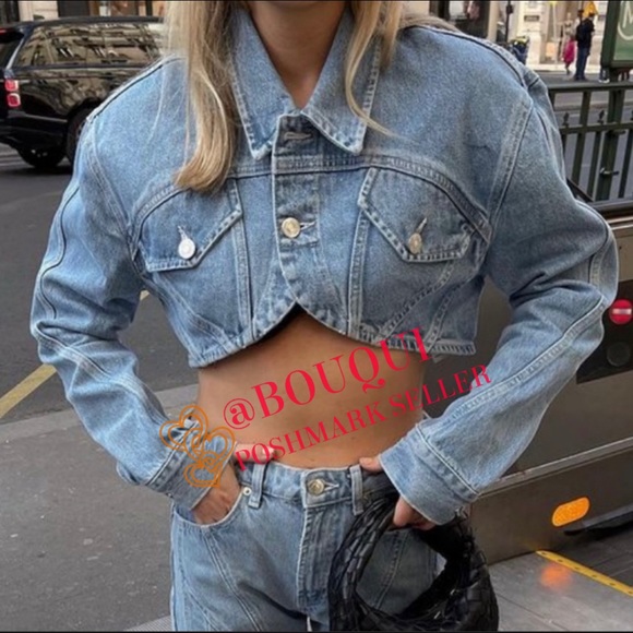 BLOGGERS FAV ZARA LONG SLEEVES CROPPED DENIM JEANS JACKET - Picture 12 of 15